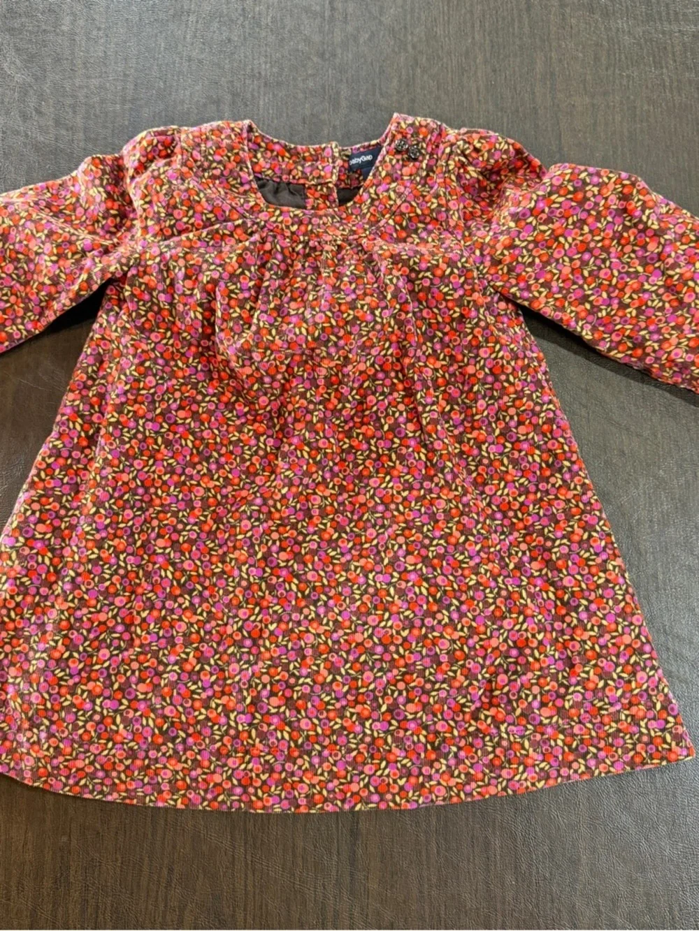 Baby Gap Girls' Pink Floral Long-Sleeve Corduroy Casual Dress Sz 18-24m
